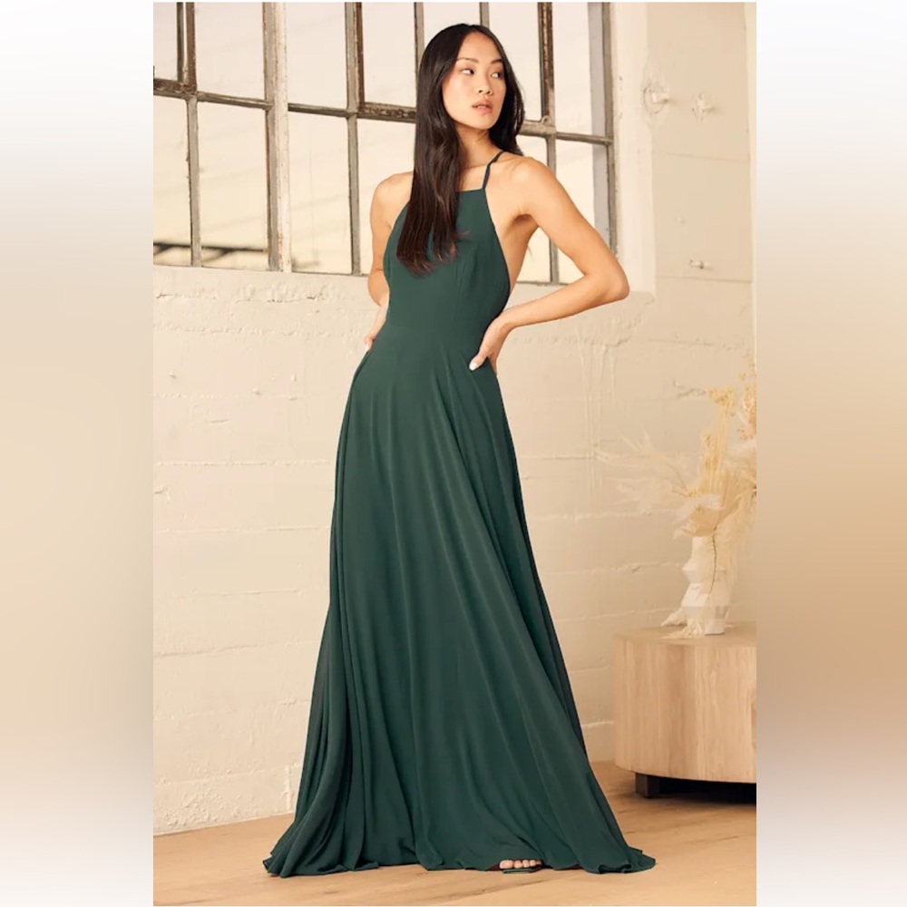 Lulus Mythical Kind of Love Dark Green Maxi Dress